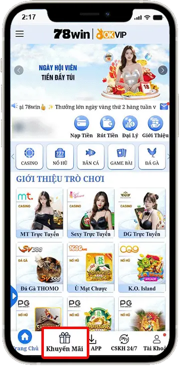 B1 : Tại trang chủ chọn mục " Khuyến mãi "